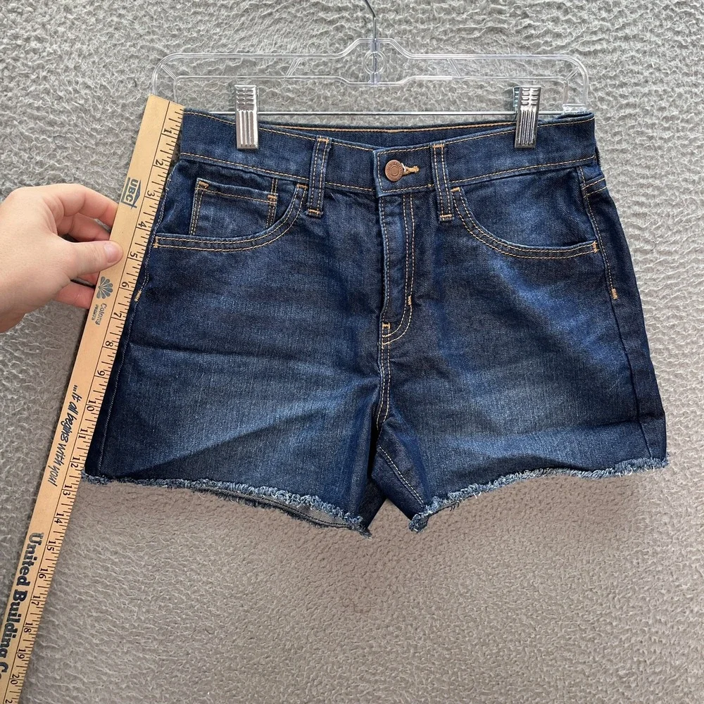 Old Navy Shorts‎ Girls 14 Blue High Rise Adjustable Waist Cut Off Distressed Y2K