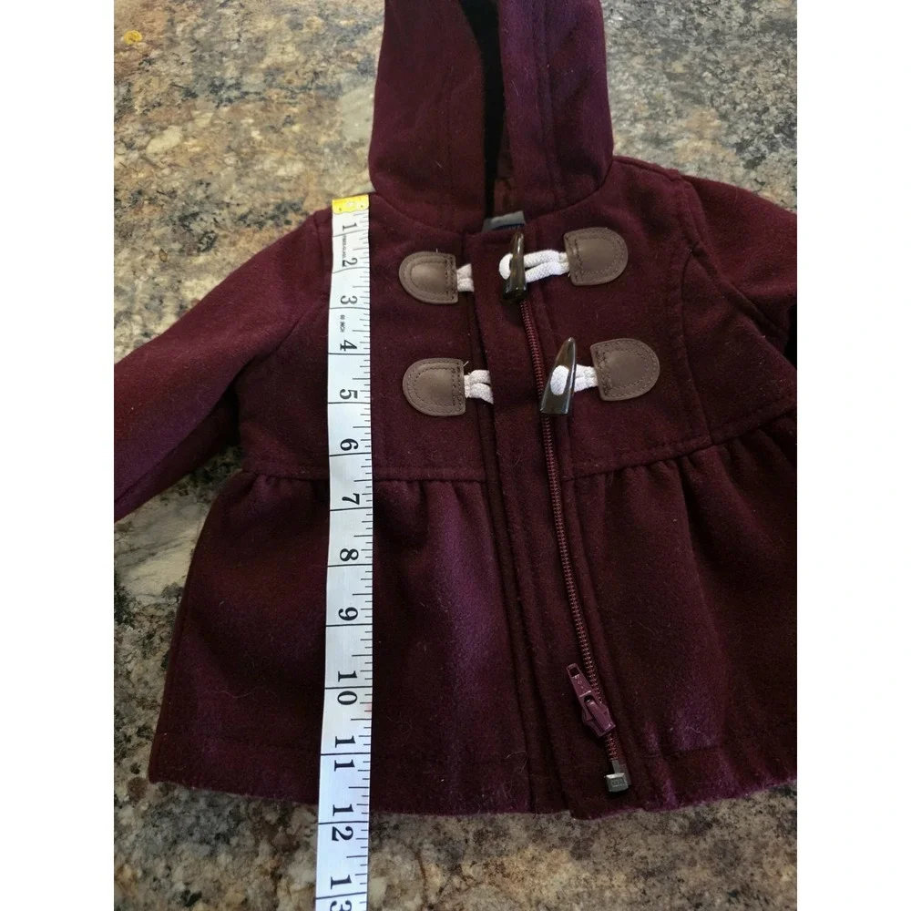 BABY GIRLS 3-6 MONTHS OLD NAVY BURGUNDY RED LINED HOODED WINTER COAT