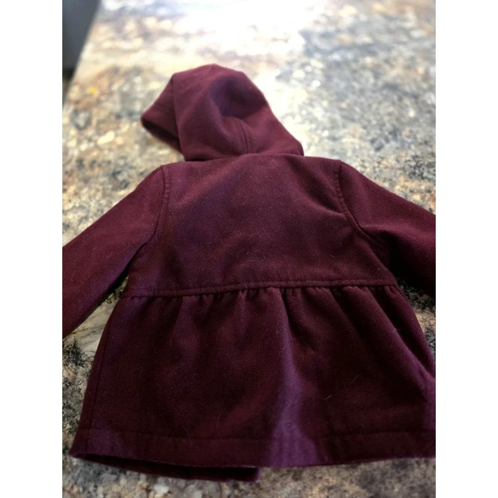 BABY GIRLS 3-6 MONTHS OLD NAVY BURGUNDY RED LINED HOODED WINTER COAT