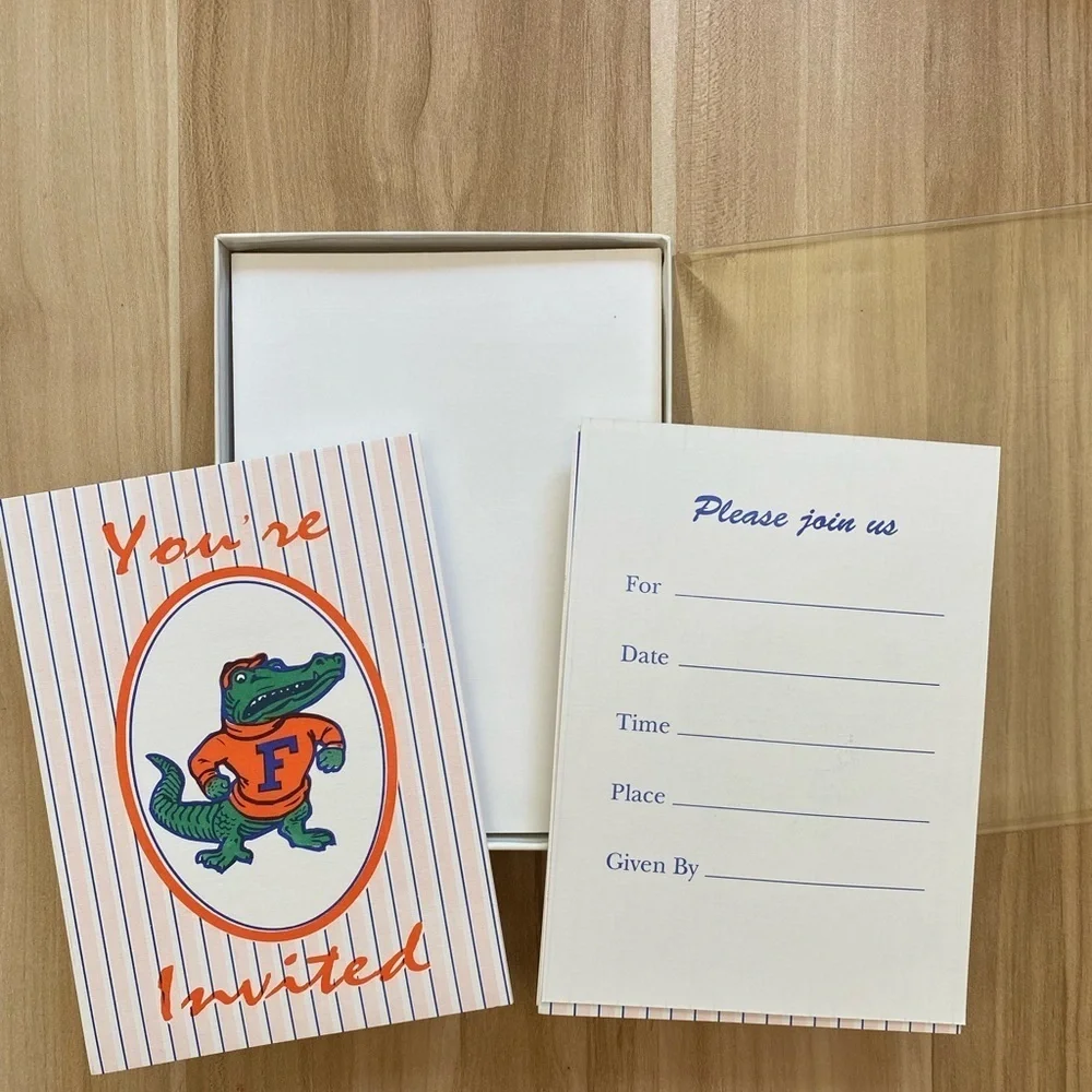 New Vintage University of Florida UF Gators Party Invitations 10 Count Pack
