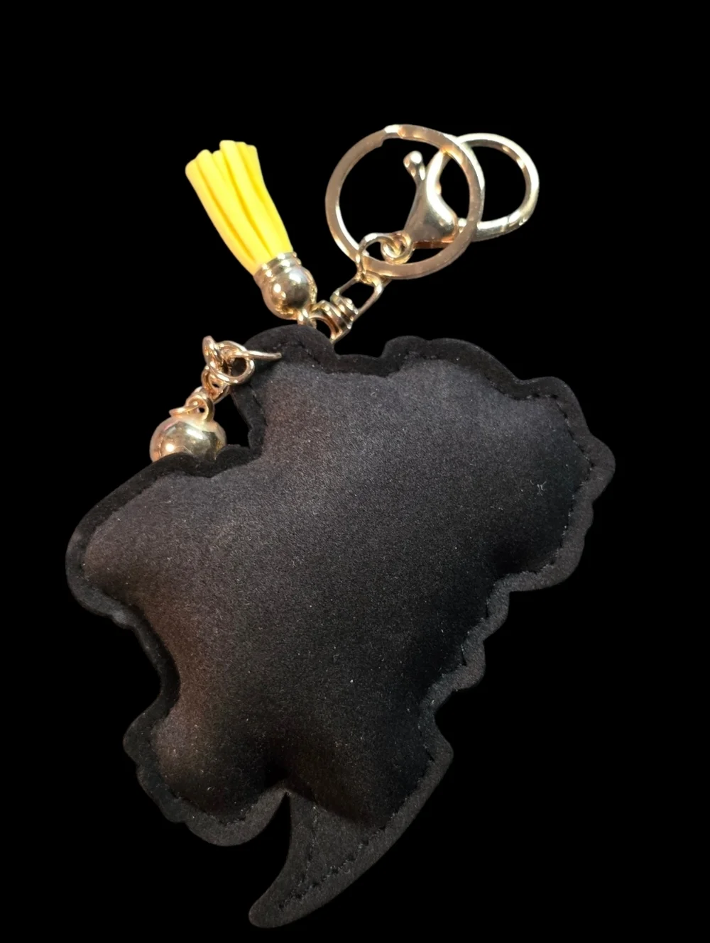 Rhinestone Black Girl Silhouette Keychain with YellowTassel