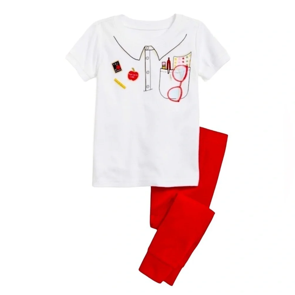 OLD NAVY TEACHER PAJAMAS - RED MULTI SIZES (NEW WITH TAGS) A13