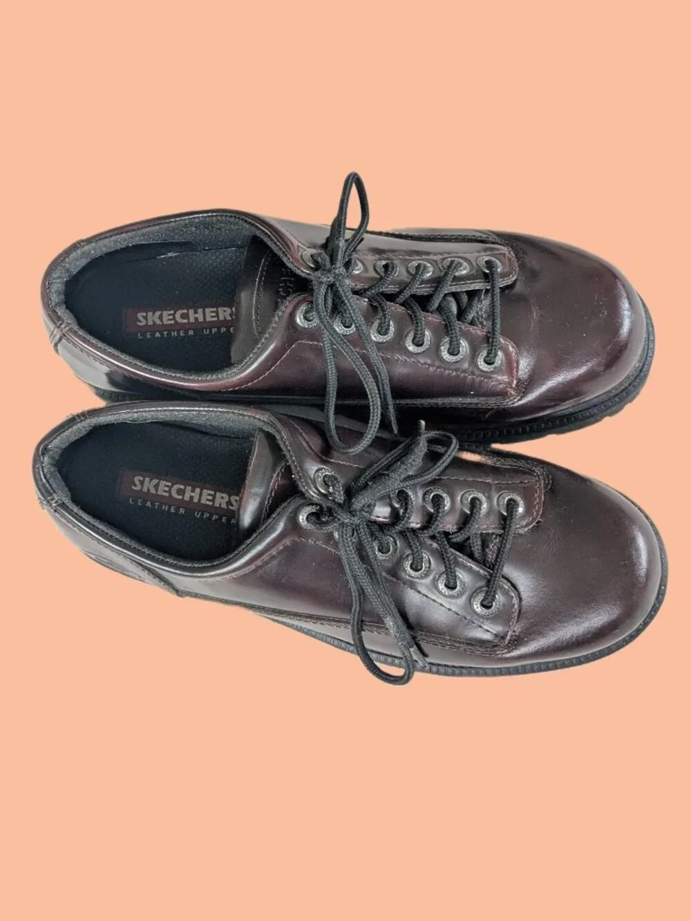 Rich Burgundy Leather Vintage Y2K Skechers Jammers platform oxfords - US Mens 12