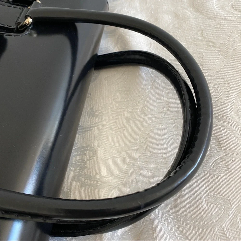 GUCCI Black Patent leather buckle bow Large Tote Bag