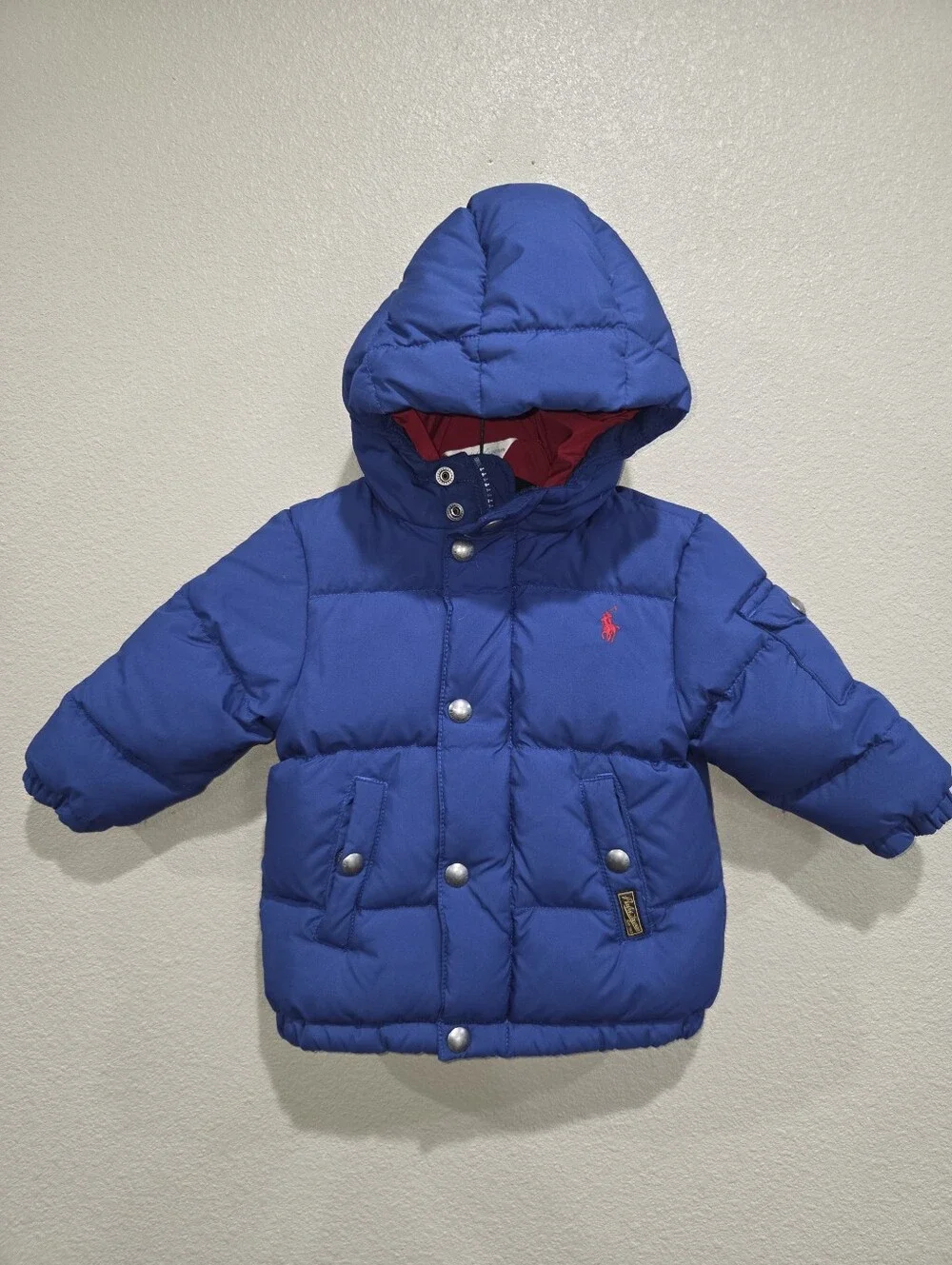 Ralph Lauren Toddler Blue Puffer Jacket with Hood, 18m