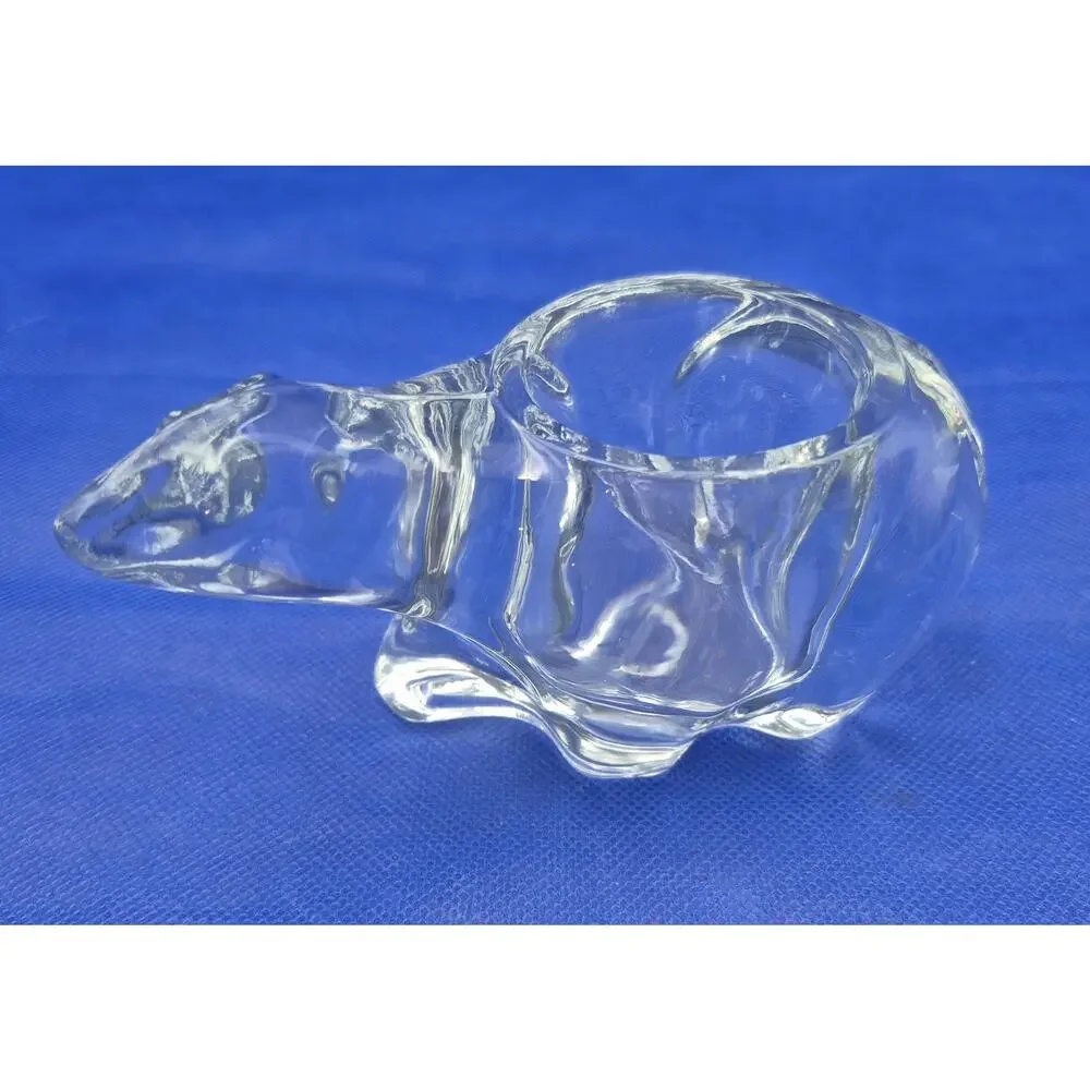 Vintage Indiana Glass Clear Polar Bear Votive Candle Holder 4.5
