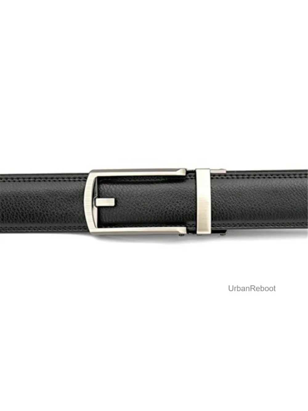 Genuine Leather Ratchet Belt, Adjustable One Click Buckle, No Holes