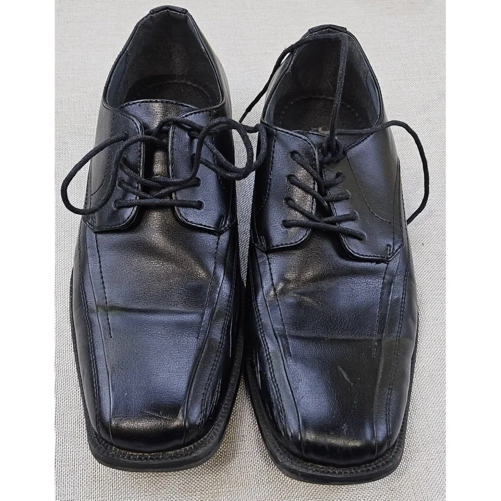 J‎ Ferrar JF Derby Squared Toe Dress Shoes Black Lace Up Formal 014-2902 Mens 8M