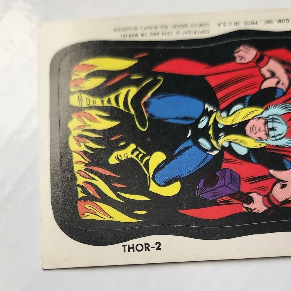 🔨RARE Tan Back Vintage 1973 Wacky Packages - Thor Sticker (Topps) ⚡🔨