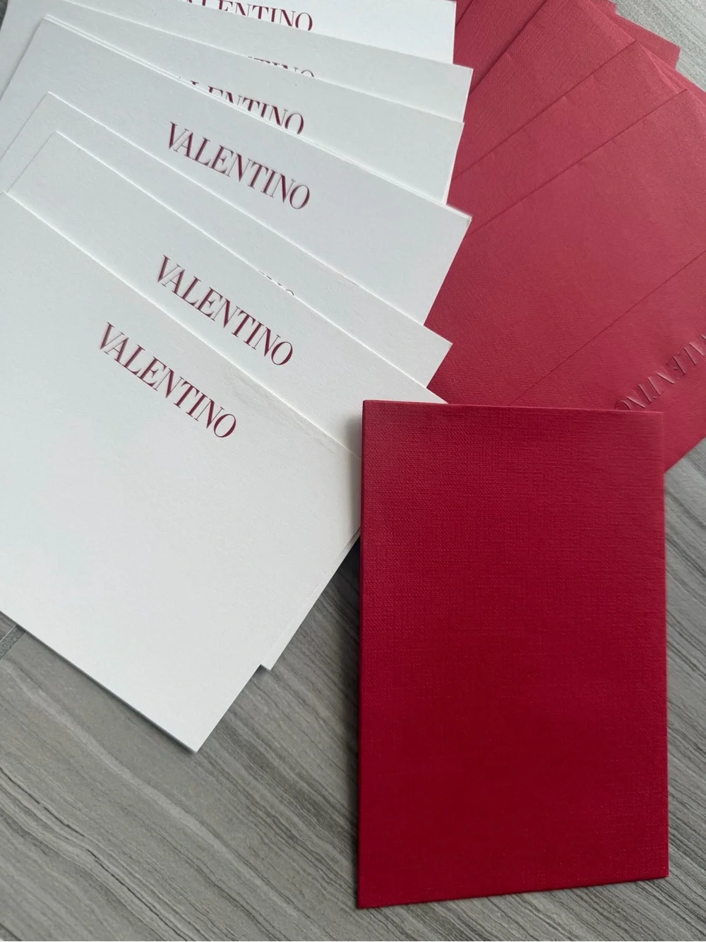 Valentino Red Envelopes with White Valentino Note Cards
