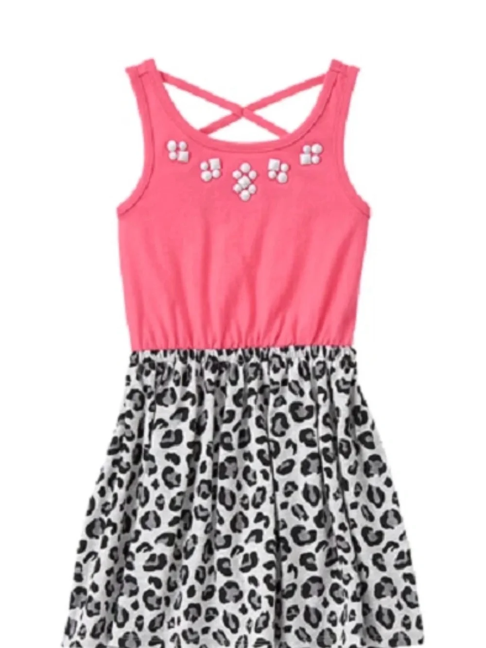 Gymboree Pink Tank Top with Leopard Print Skirt Dress Size 10