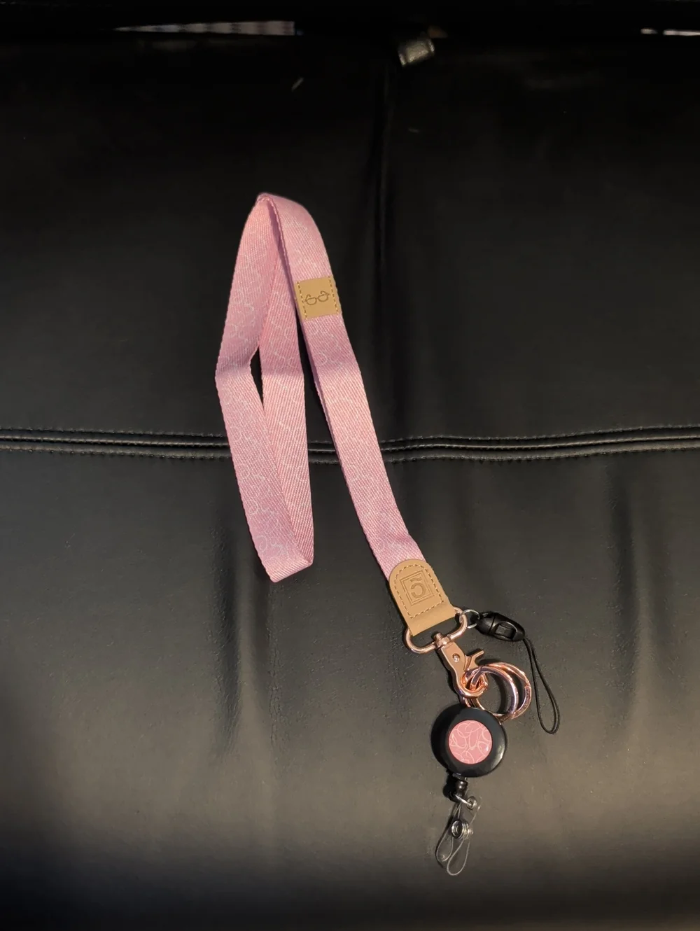 Pink Lanyard Badge Holder with Retractable Reel