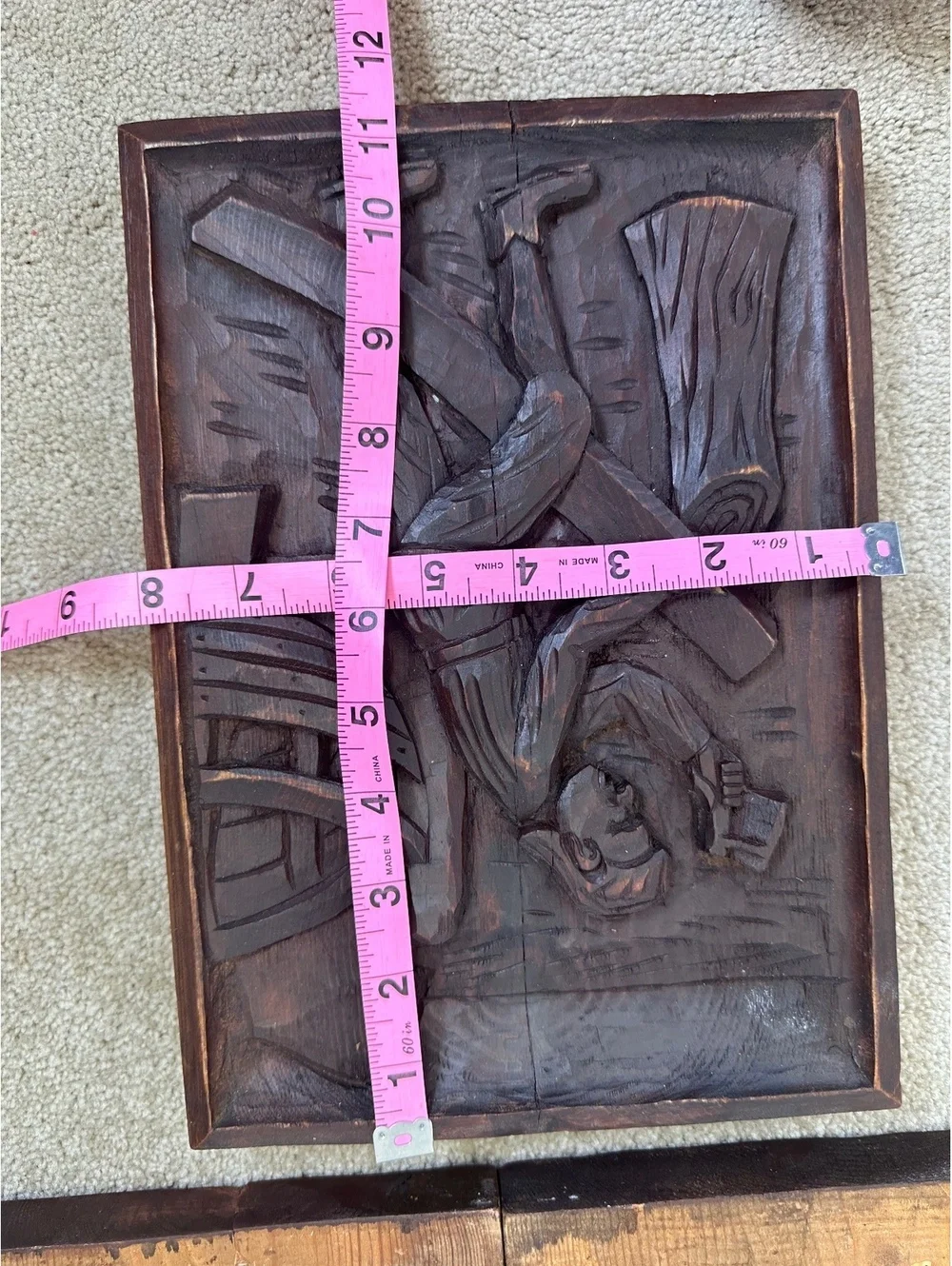 VTG Spanish Hand Carved Wood Medieval Trades Bas Relief Wall Plaques Set of 5