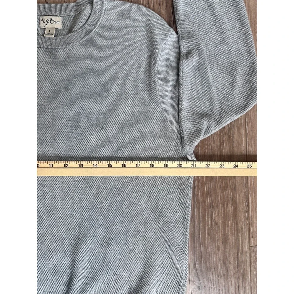J.Crew‎ Mens Cotton Crewneck Sweater Heather Light Grey Textured Knit Size L