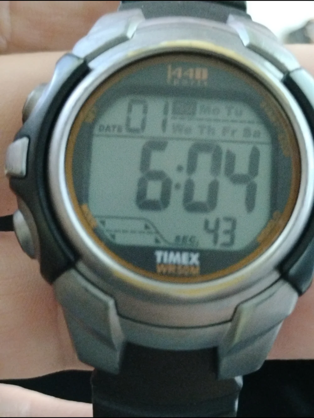 Timex Digital Sport Watch - Black and Silver with Orange Accent