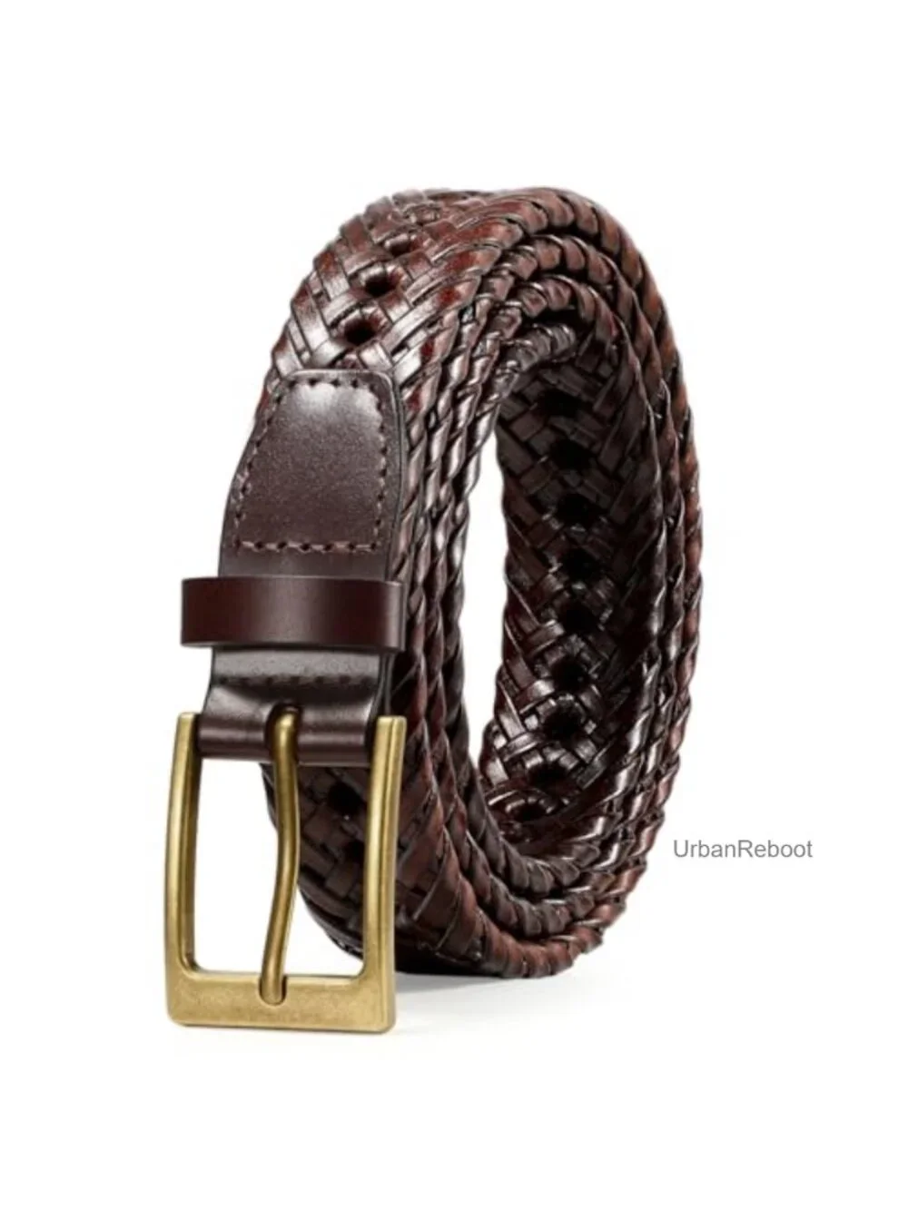 Men's Genuine Leather Braided Woven Belt Casual Dress Belt 1.2