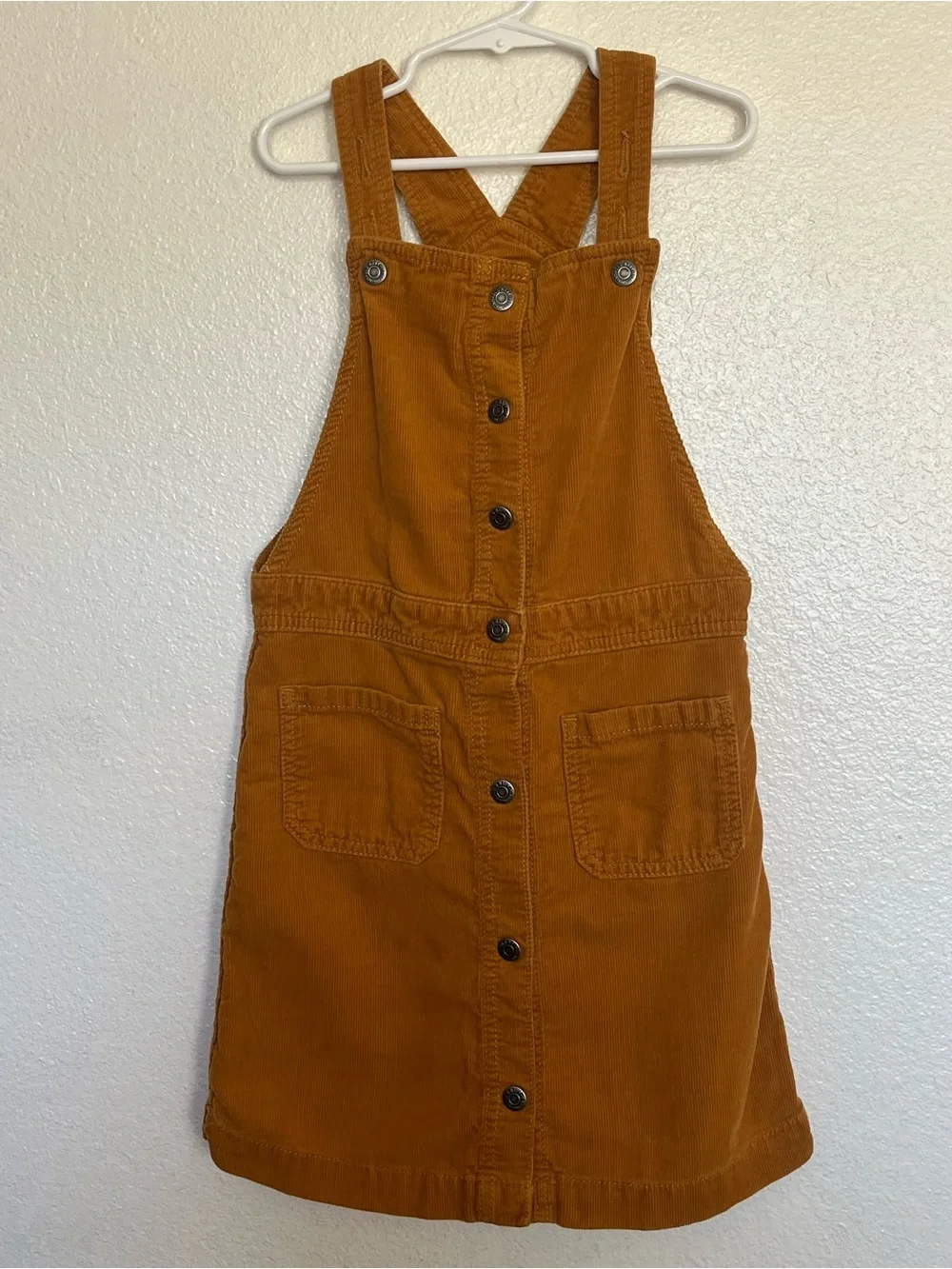 Old Navy Girls Rust Corduroy Button-Front Overall Dress 8