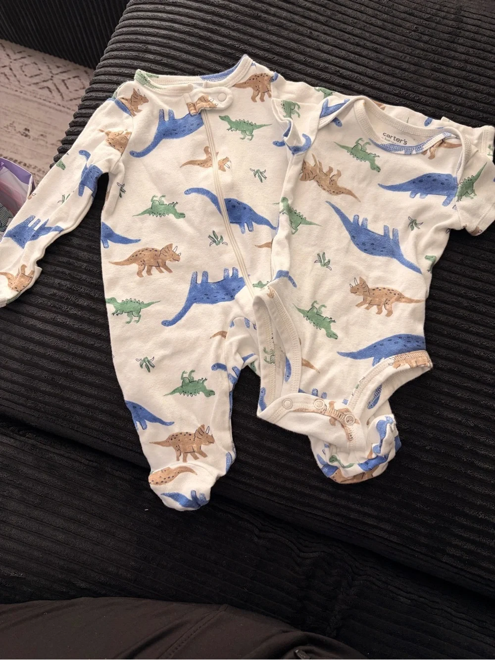 Carter's Cream Dinosaur Print Baby One-Piece Set