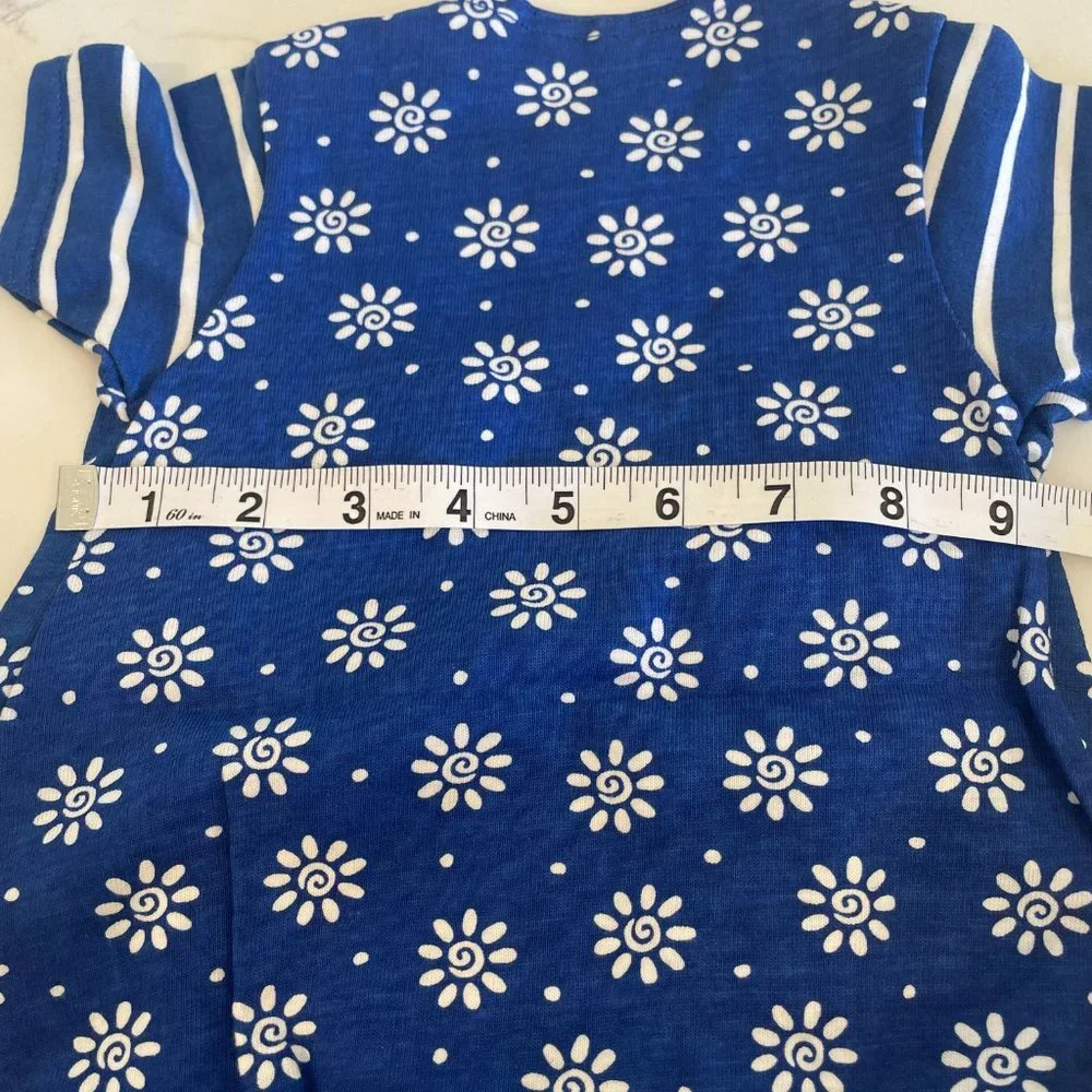 Carters 100% Cotton Floral Romper Onesie Bodysuit Blue White Size 0-3 Months