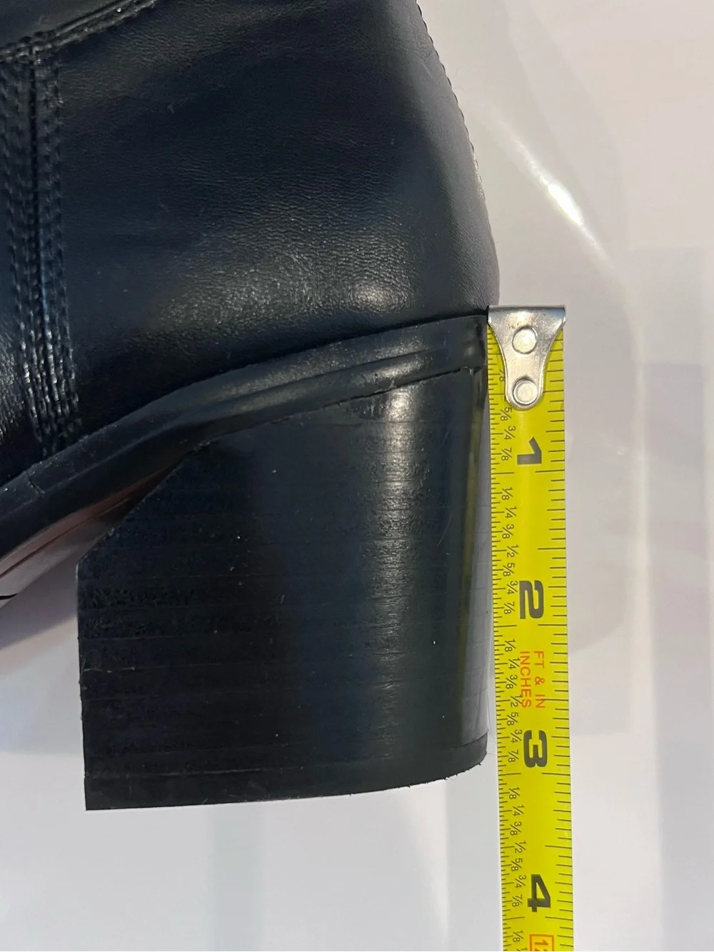 Franco Sarto “Adabella” Black Over-the-Knee Leather Block Heel Boot with Buckle