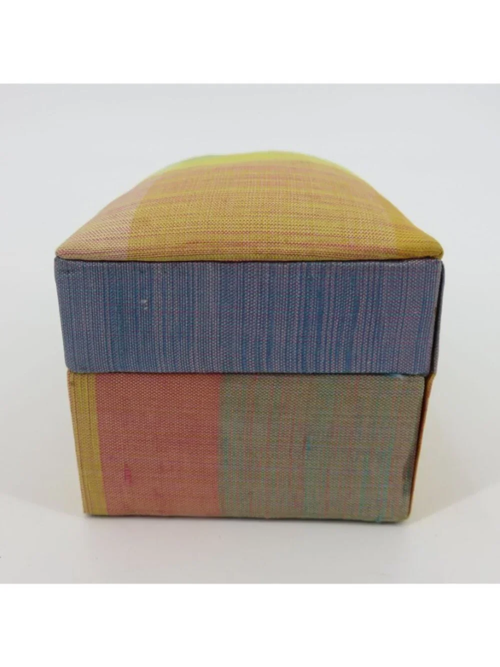 VTG Jim Thompson All Thai Silk Blue Red Yellow Stripe Travel Jewelry Box Holder