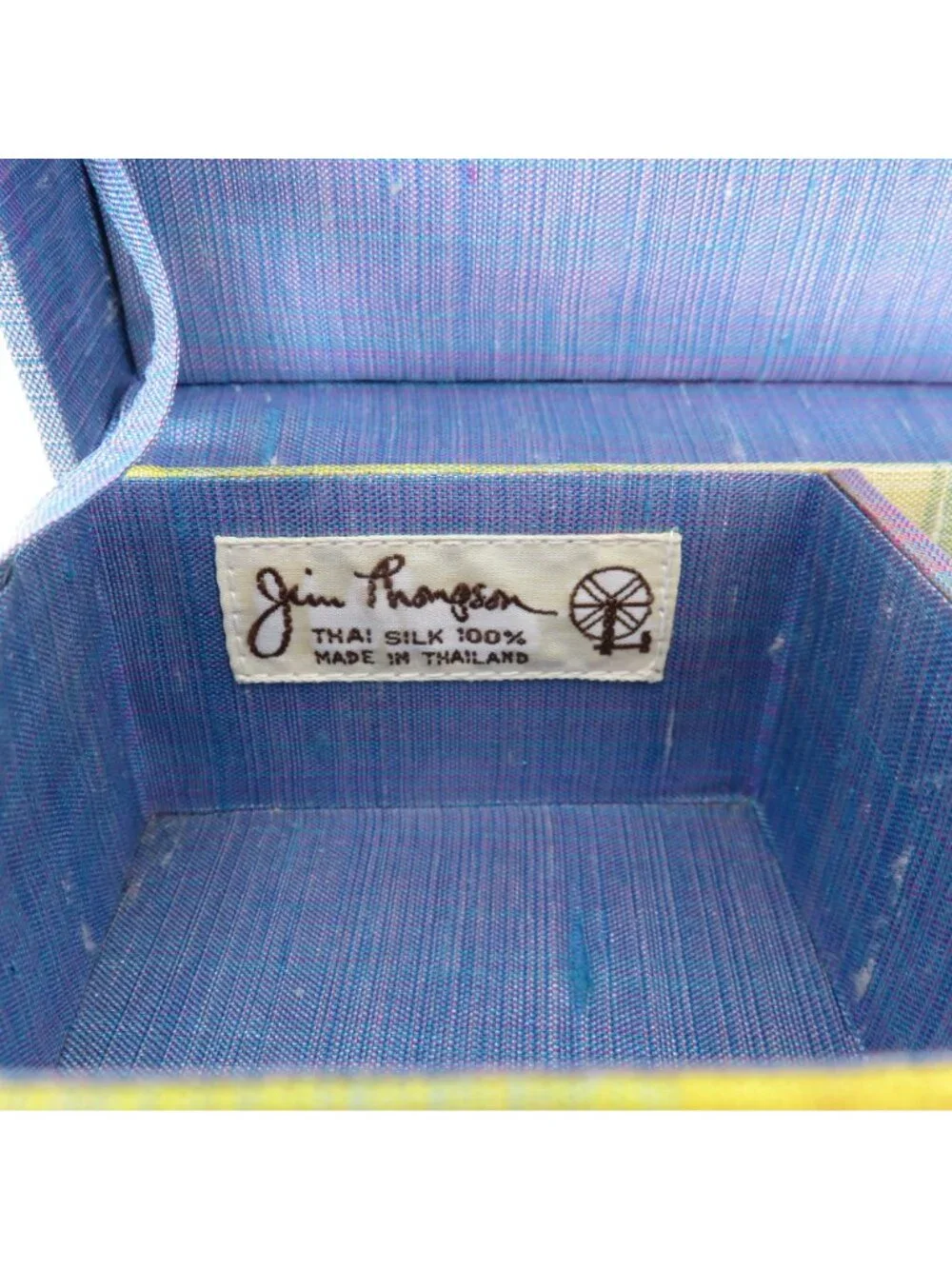 VTG Jim Thompson All Thai Silk Blue Red Yellow Stripe Travel Jewelry Box Holder