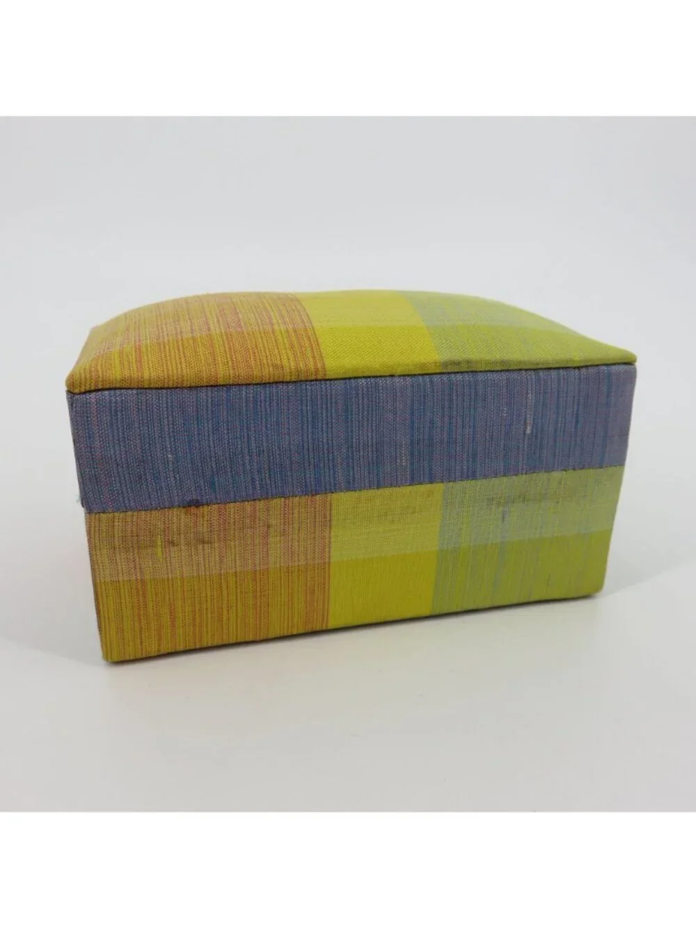 VTG Jim Thompson All Thai Silk Blue Red Yellow Stripe Travel Jewelry Box Holder