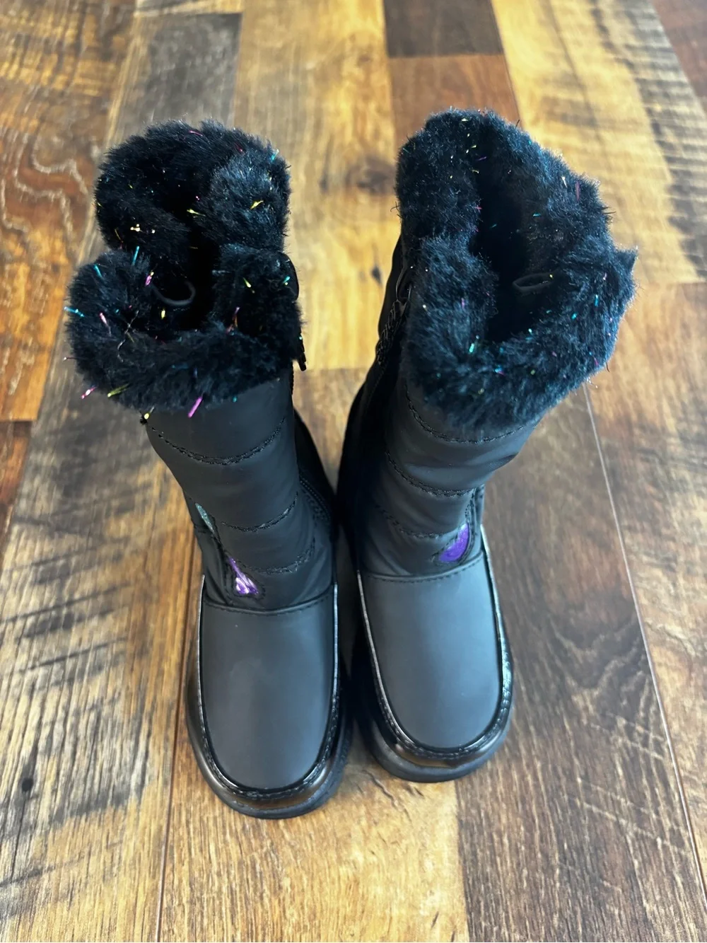 totes Black infant girls weatherproof snow boots zipper Faux Fur size 5M