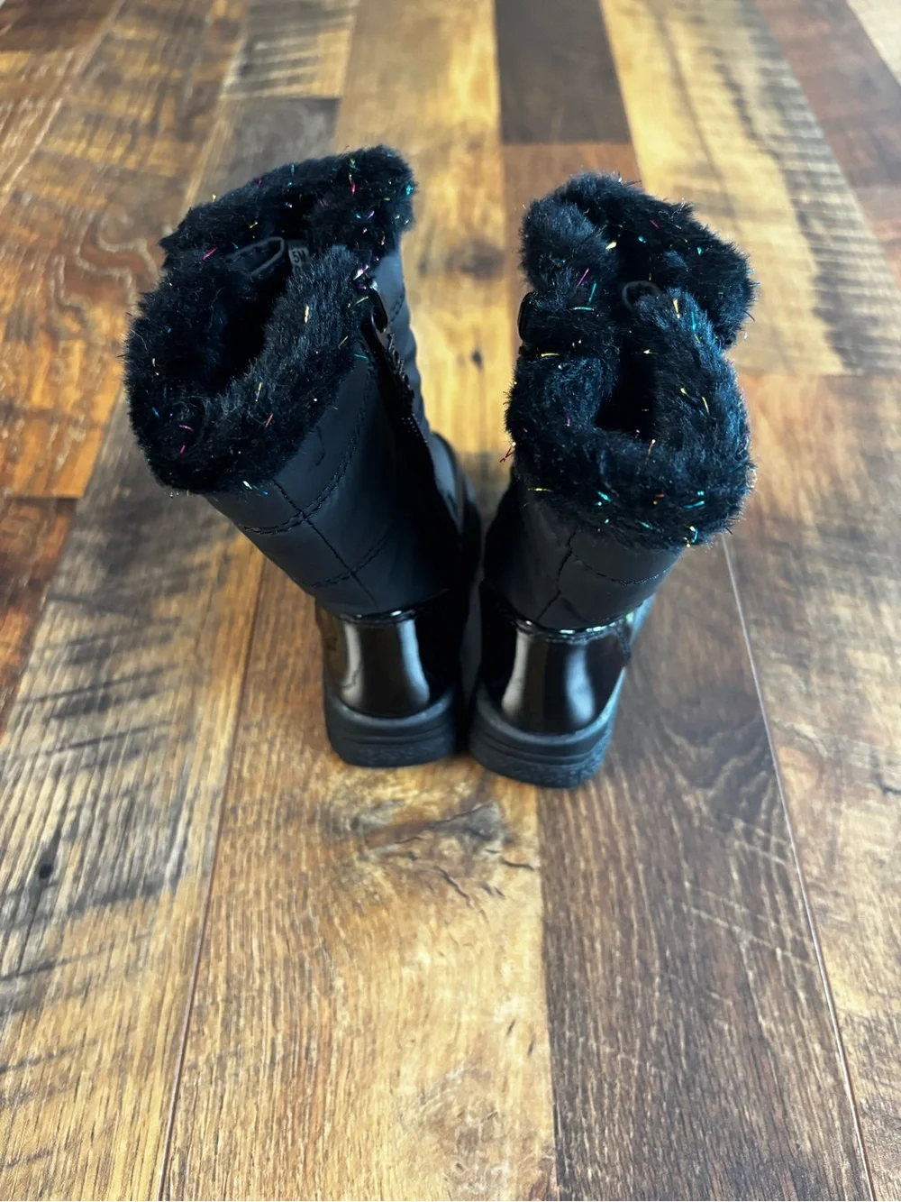 totes Black infant girls weatherproof snow boots zipper Faux Fur size 5M