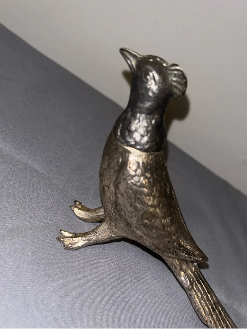 Decorative Metallic Bird Figurine - Silver salt and pepper shaker