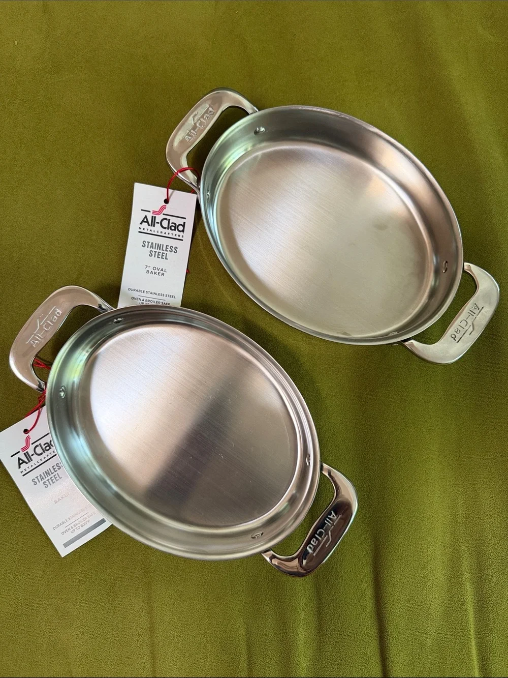 🩶🩶 NWT All-Clad 7” Mini Oval Bakers - Set of 2 - Stainless Steel 🩶🩶