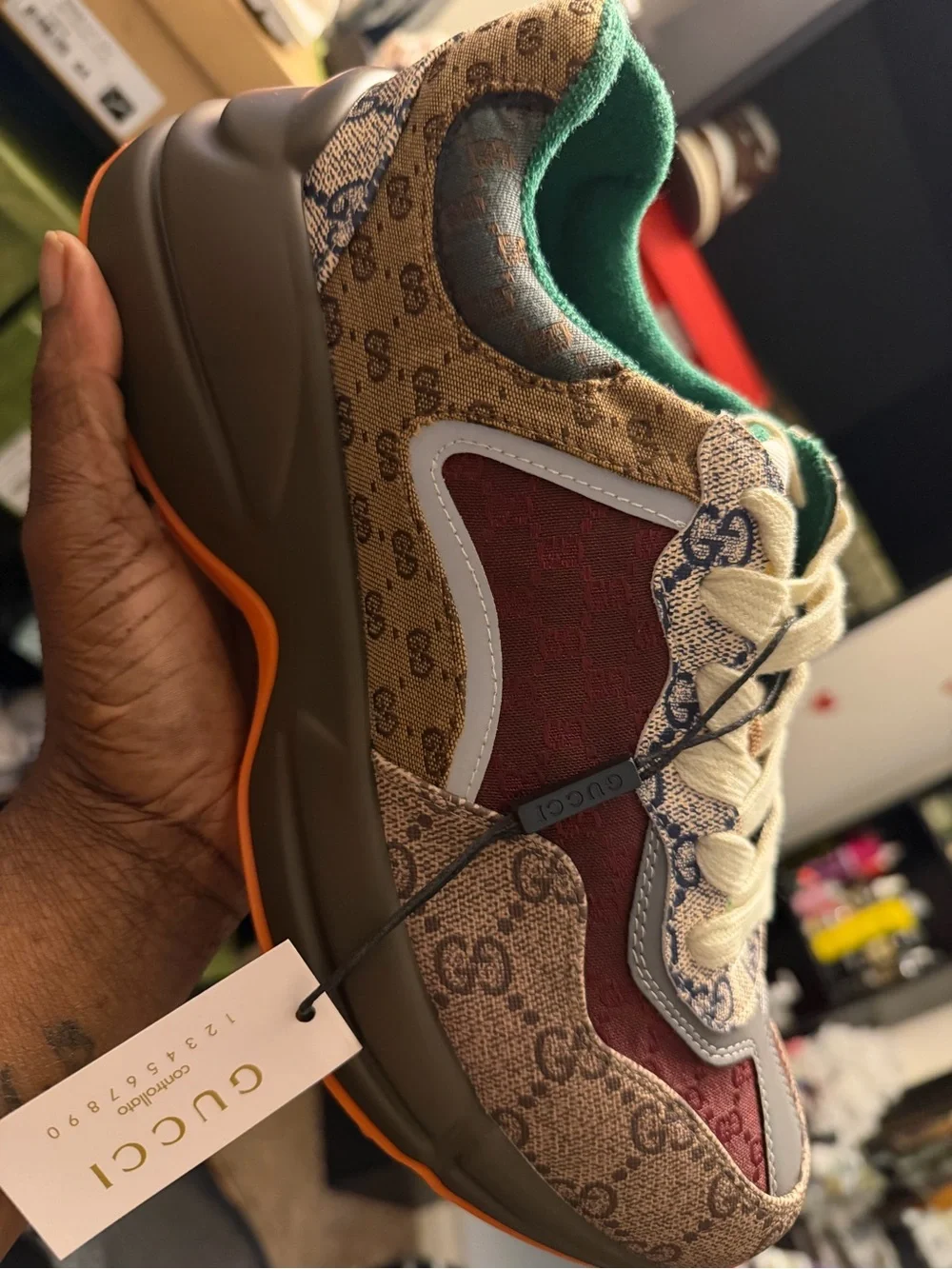 Gucci Kids GG Canvas Runner Sneaker - Brown/Red/Green/Orange