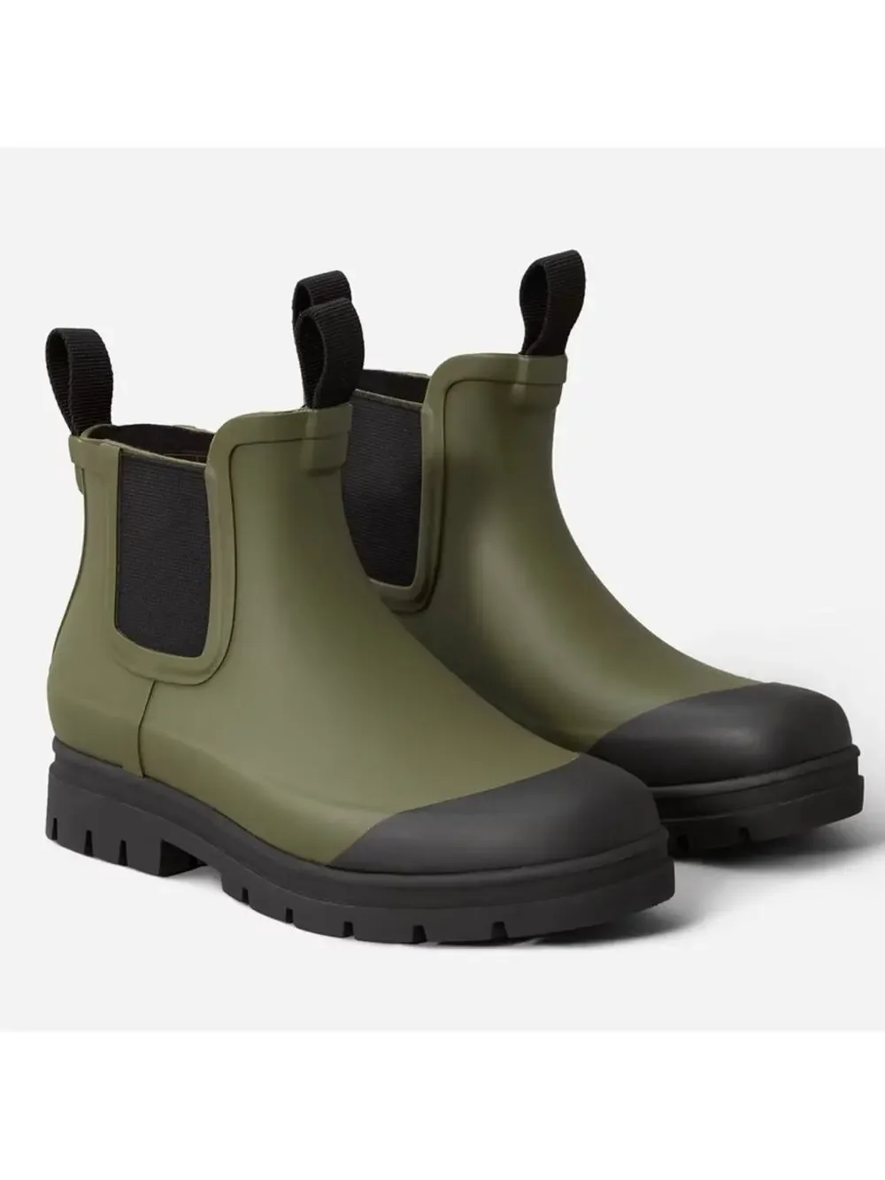 Everlane Forest Green Chelsea Rain Boots Size 6 Waterproof Lug Sole NWOB
