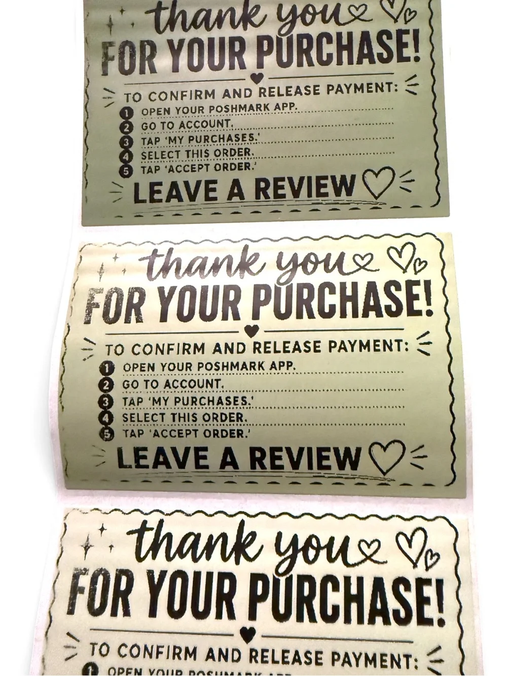 Set of 100 Handmade Thank You Rate Purchase Stickers Closet Stickers