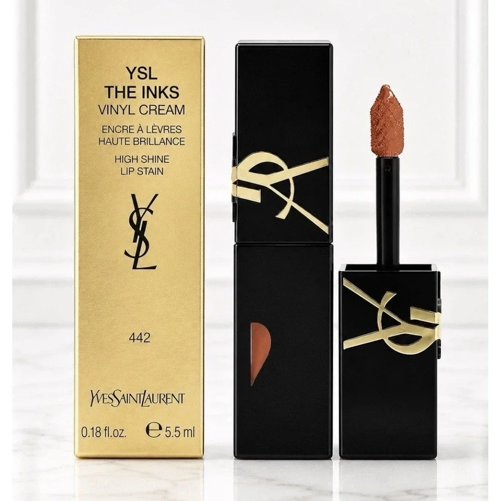YSL The Inks Vinyl Cream 442 Cappuccino Kiss High Shine Lip Stain 5.5ml NIB RARE