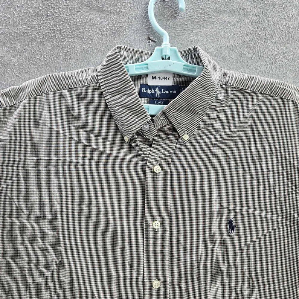 Ralph Lauren Men Button Up Shirt XL Brown Pony Embroidery Check Blake