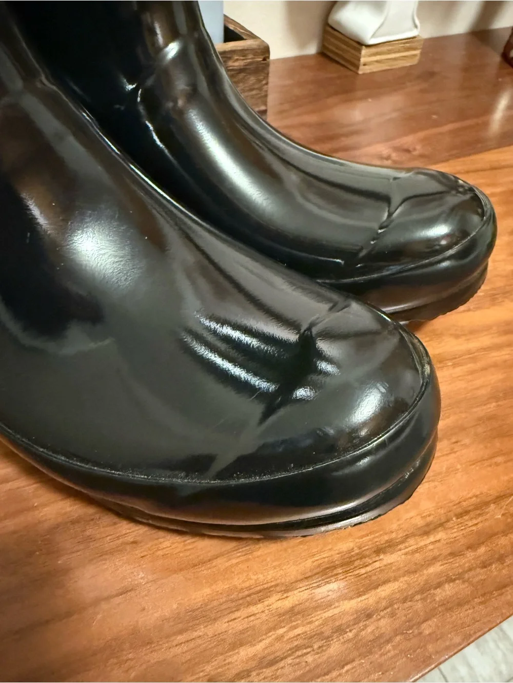 Hunter Kids Black Gloss Tall Rain Boots girls size 6