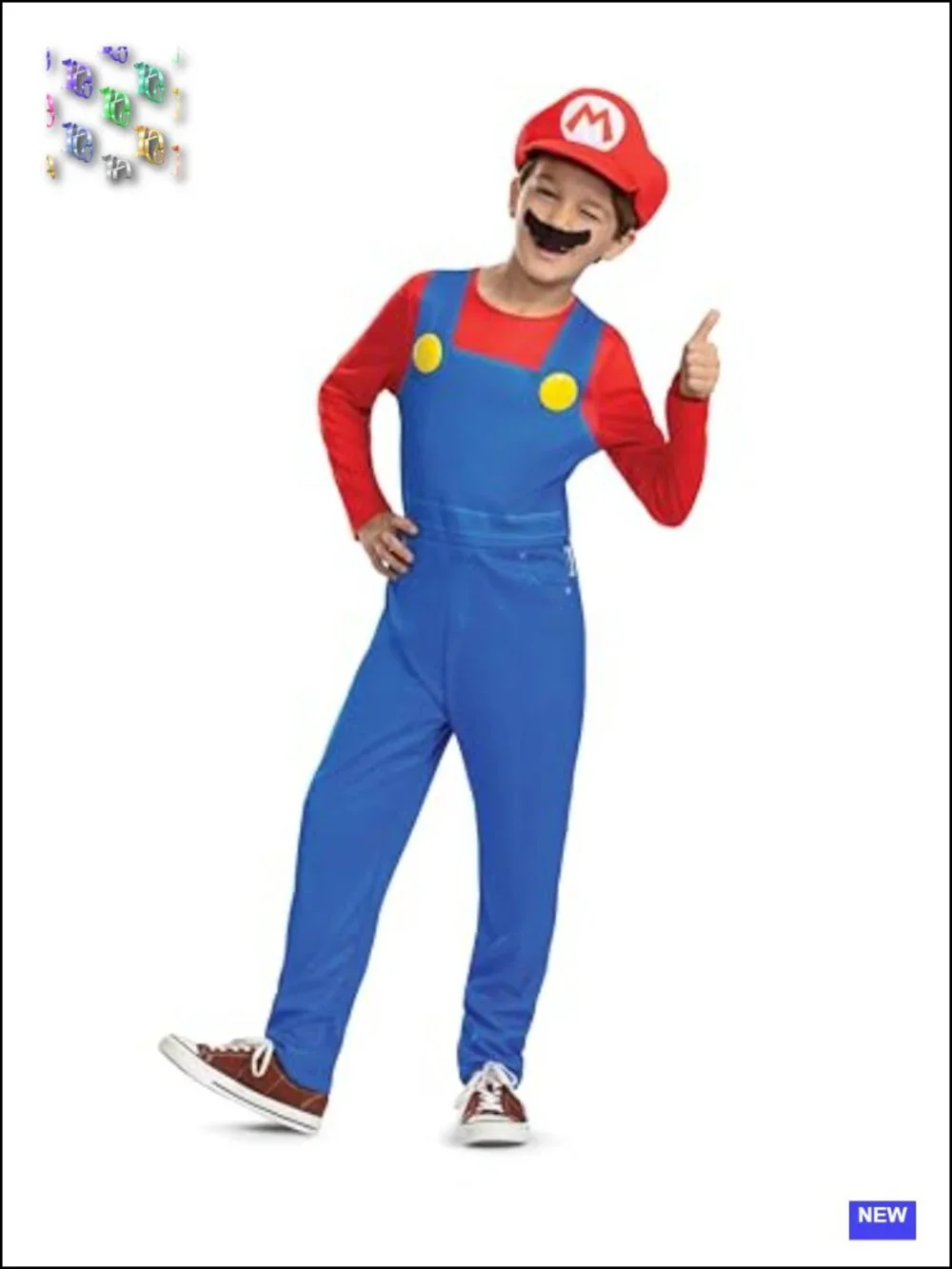 Official Super Mario Kids Costume Set - Jumpsuit, Hat, Mustache