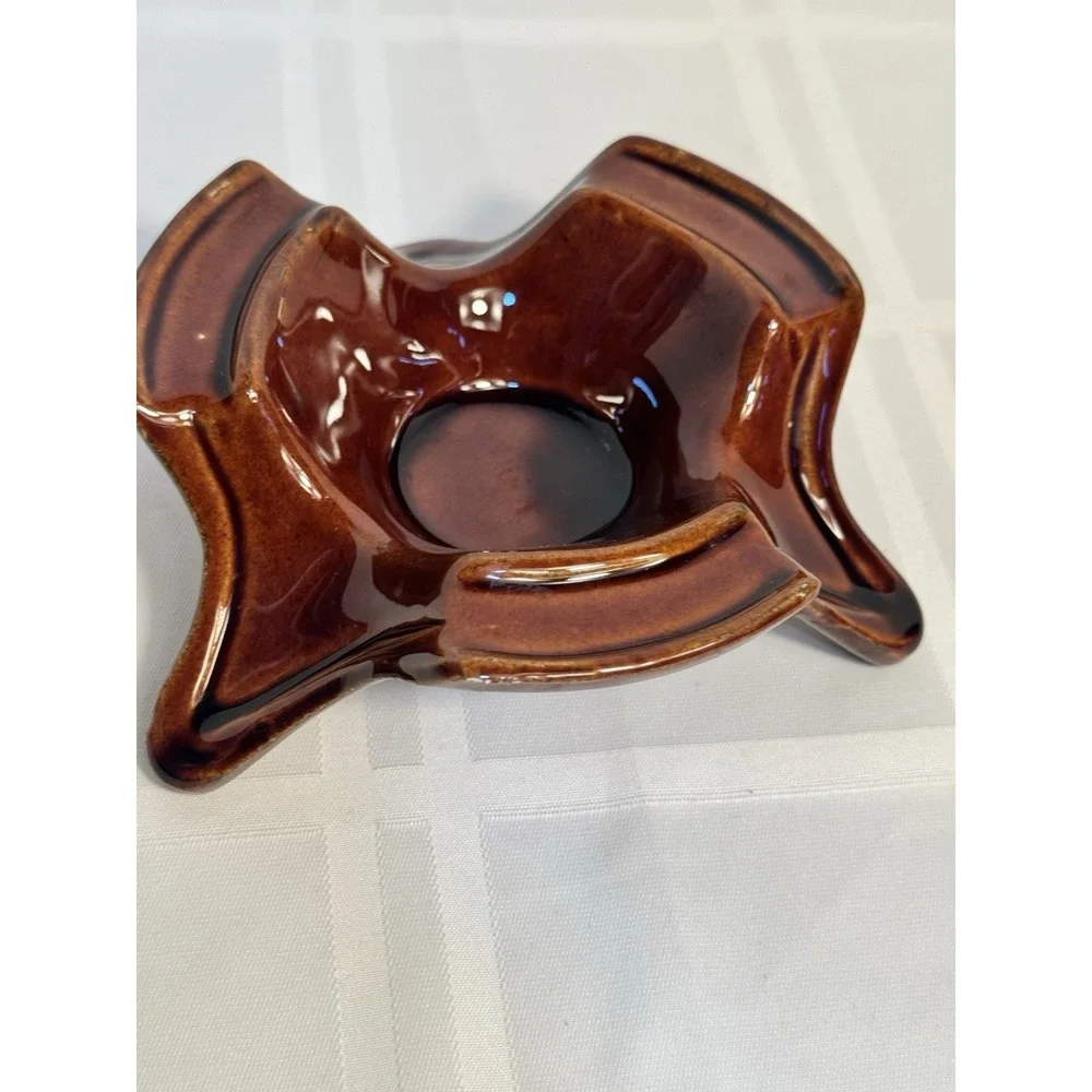 Vintage Kathy Kale USA Brown Glaze Pottery‎ Candle Warner/ Tea Light 1960's