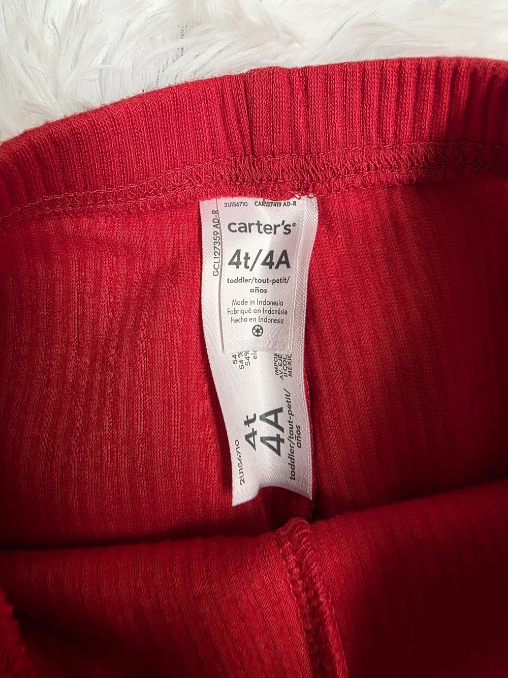 Carter's Ribbed Red Kids Leggings
