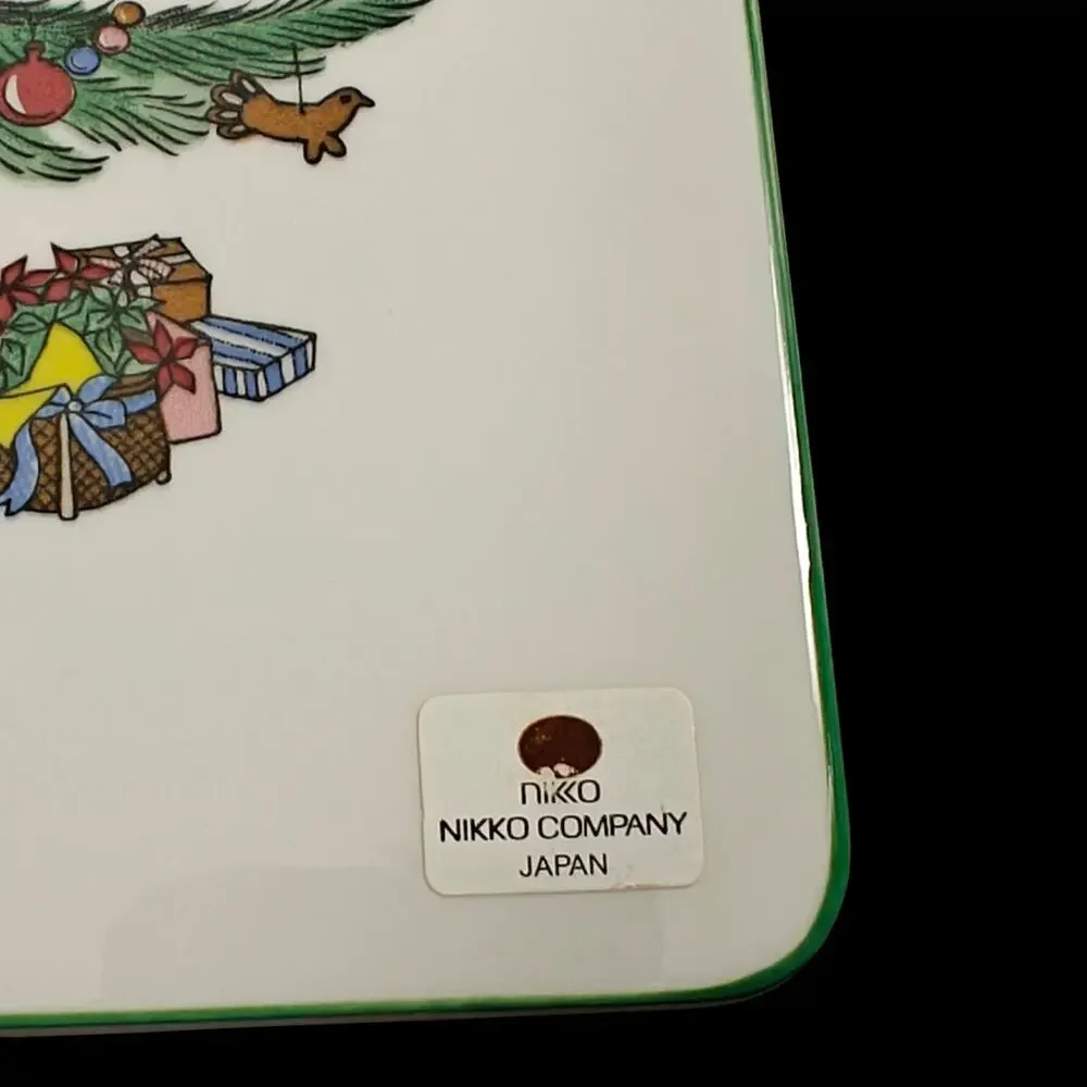 Nikko Happy Holidays Ceramic Christmas Tree Snack Cheese Board Japan New in Box