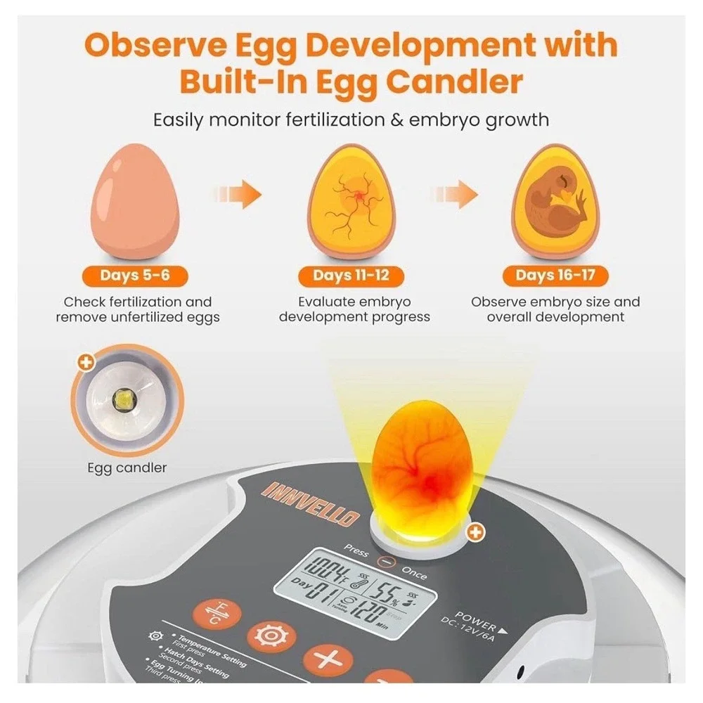 18 Egg Incubators for Hatching Eggs with‎ Automatic Turning and Humidity Control