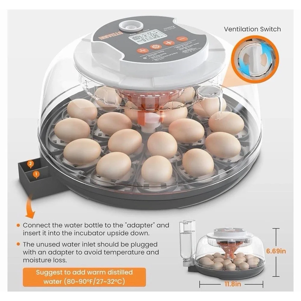 18 Egg Incubators for Hatching Eggs with‎ Automatic Turning and Humidity Control