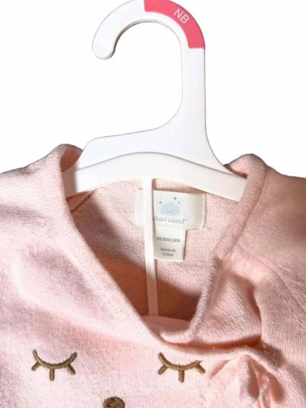Cloud Island Pink Sleeping Bunny Knit Cardigan and Pants Set Newborn