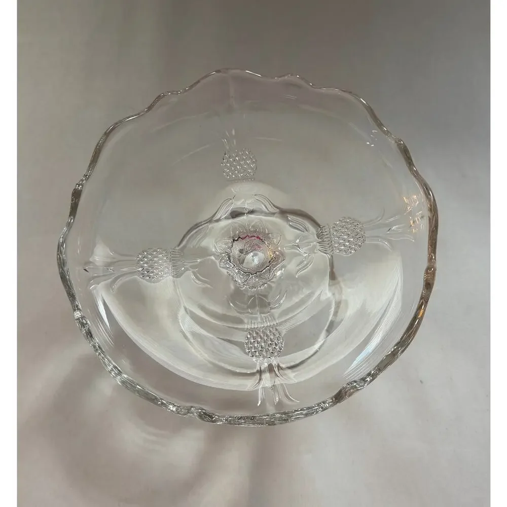 Vintage Heisey Marked Glass‎ Pineapple Compote Candy Dish Clear Elegant Glass