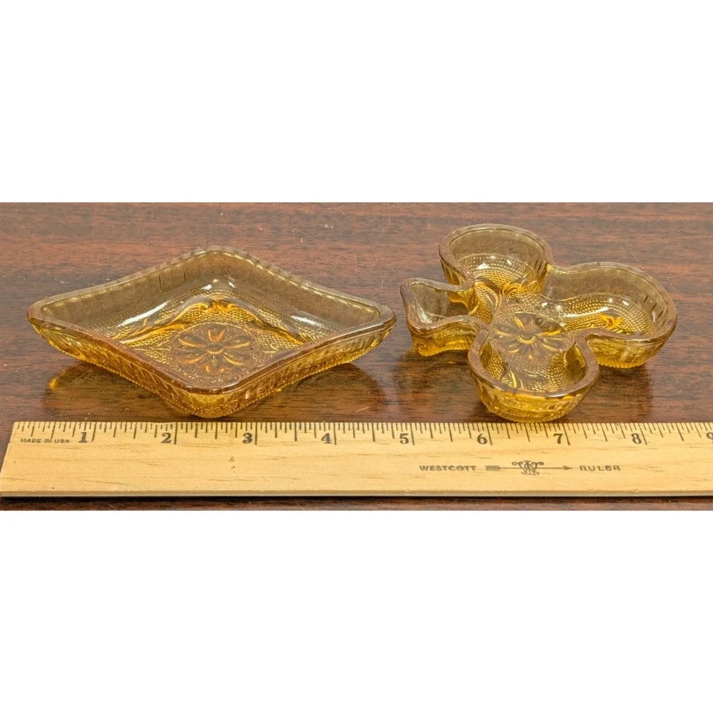 Indiana Glass Tiara Amber Card Suit Dishes Club Diamond Sandwich MCM Vintage