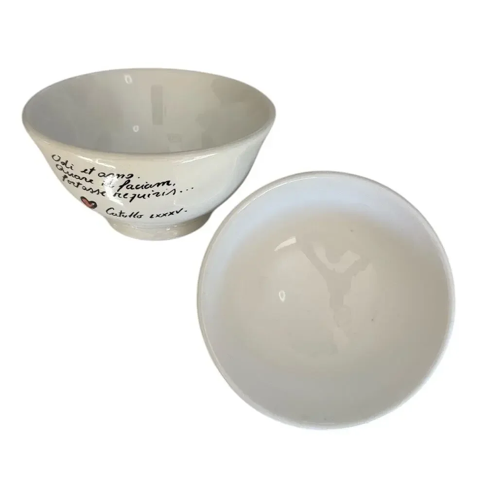 Quadrifoglio Ceramics Made in Italy Latin Quote Set of 2 Cereal Bowls