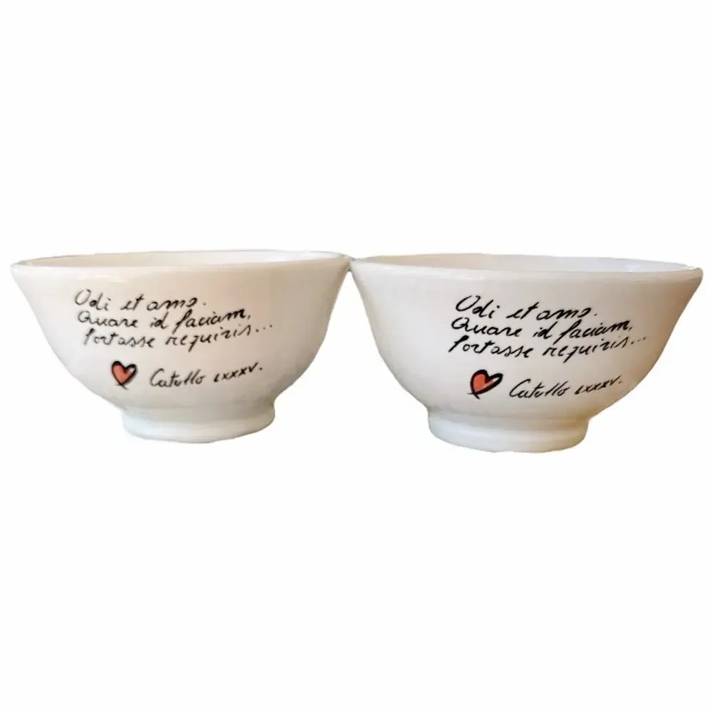 Quadrifoglio Ceramics Made in Italy Latin Quote Set of 2 Cereal Bowls