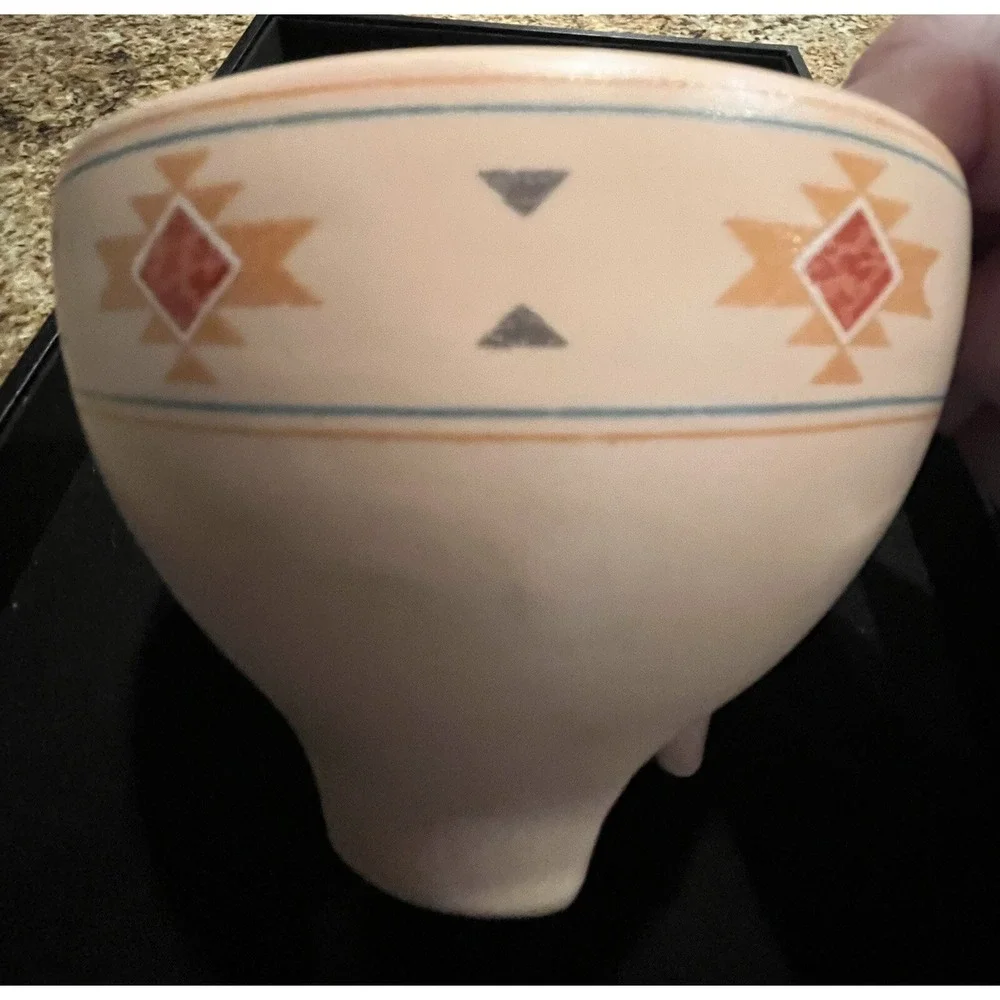 VTG Treasure Craft Footed Salsa/Guacamole/Dip‎ Bowl Southwest Design Made In USA