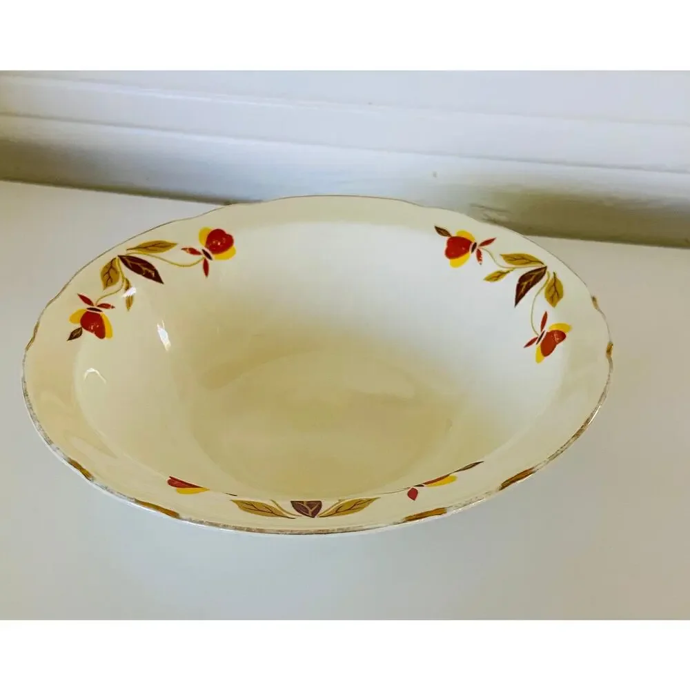 VINTAGE 1930s Hall China Mary Dunbar Autumn Leaf Pattern Dessert Fruit Bowl Dish